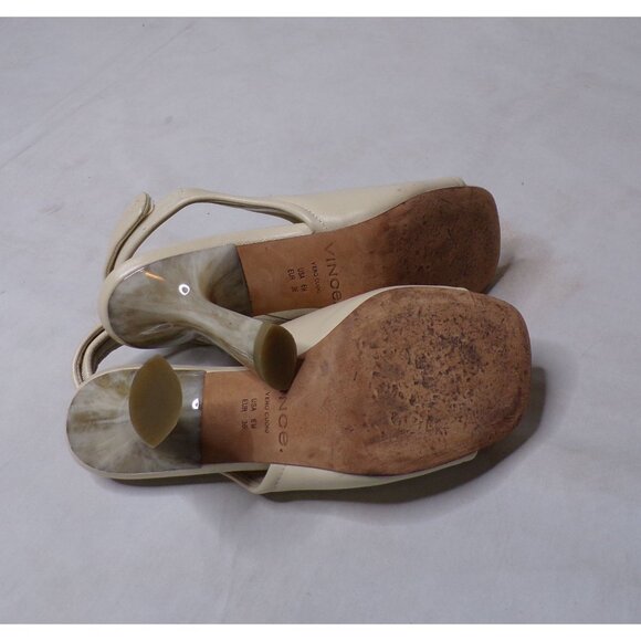 VINCE Quest Padded Square Toe Slingback Sandal Shoe Leather Ivory Off-White 6 - Picture 14 of 14